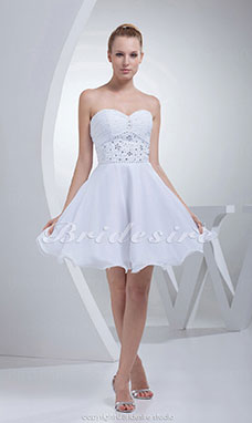 Corte Princesa Escote Corazón Corto/Mini Sin Mangas Satén Gasa Vestido de graduación