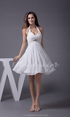 Corte A Escote Halter  Corto/Mini Sin Mangas Gasa Vestido