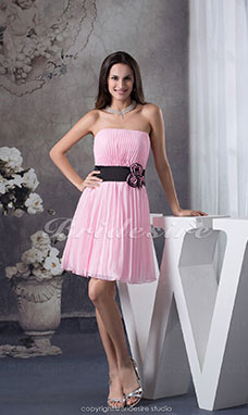 Corte A Strapless Hasta la Rodilla Sin Mangas Gasa Vestido