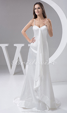 Corte Sirena Escote Corazón Tirantes Espaguetis Cola Corte Sin Mangas Tramo Satén Vestido de Novia