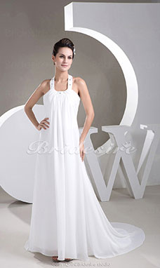 Corte A Escote Halter  Cola Corte Sin Mangas Gasa Vestido de Novia