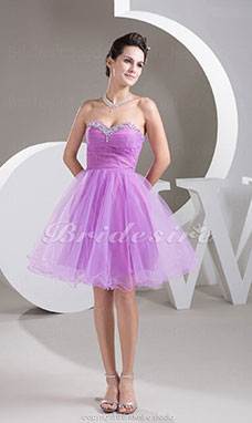 Corte A Escote Corazón Corto/Mini Sin Mangas Organza Vestido