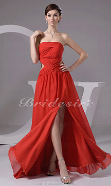 Corte Recto Strapless Hasta el Suelo Sin Mangas Gasa Vestido