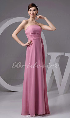 Corte A Strapless Hasta el Suelo Sin Mangas Gasa Vestido