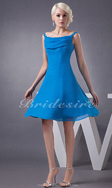 Corte A Escote Cuadrado Corto/Mini Sin Mangas Gasa Vestido