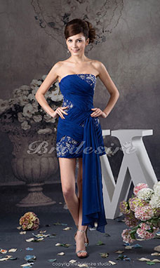 Corte Recto Strapless Corto/Mini Sin Mangas Gasa Vestido