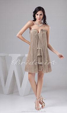 Corte A Escote Corazón Corto/Mini Sin Mangas Gasa Vestido