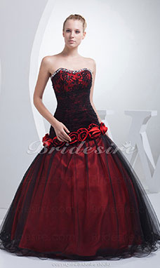 Corte Evasé Strapless Hasta el Suelo Sin Mangas Tul Vestido
