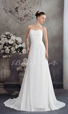 Corte A Escote Corazón Cola Corte Sin Mangas Gasa Vestido de Novia