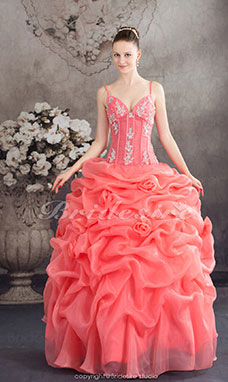 Corte Evasé Tirantes Espaguetis Hasta el Suelo Sin Mangas Organza Vestido