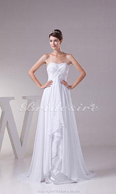 Corte A Strapless Barrer / cepillo tren Sin Mangas Gasa Vestido de Novia