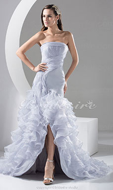 Corte A Strapless Barrer / cepillo tren Sin Mangas Organza Vestido de Quinceanera