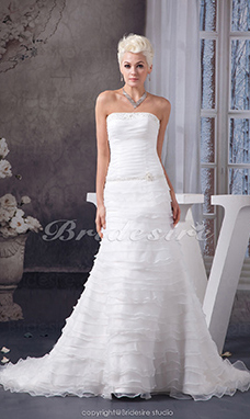 Corte A Strapless Cola Corte Sin Mangas Organza