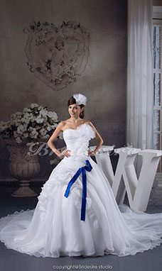 Corte Evasé Strapless Cola Gorrailla Sin Mangas Organza