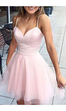Corte A Tirantes Espaguetis Sin Mangas Tul Vestido de vacaciones
