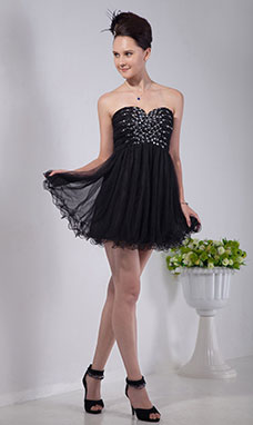 Corte Recto Escote Corazón Corto/Mini Gasa Vestido
