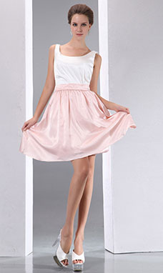 Corte A Strapless Hasta la Rodilla Gasa Vestido de vacaciones