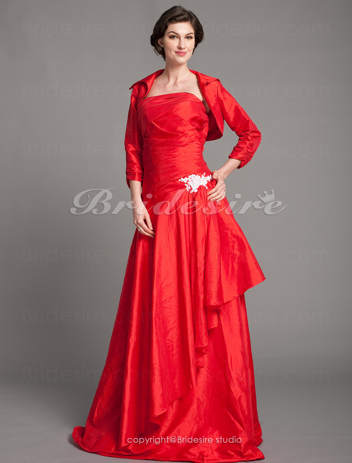 Corte A Tafetán Hasta el Suelo Strapless Vestido de Madrina